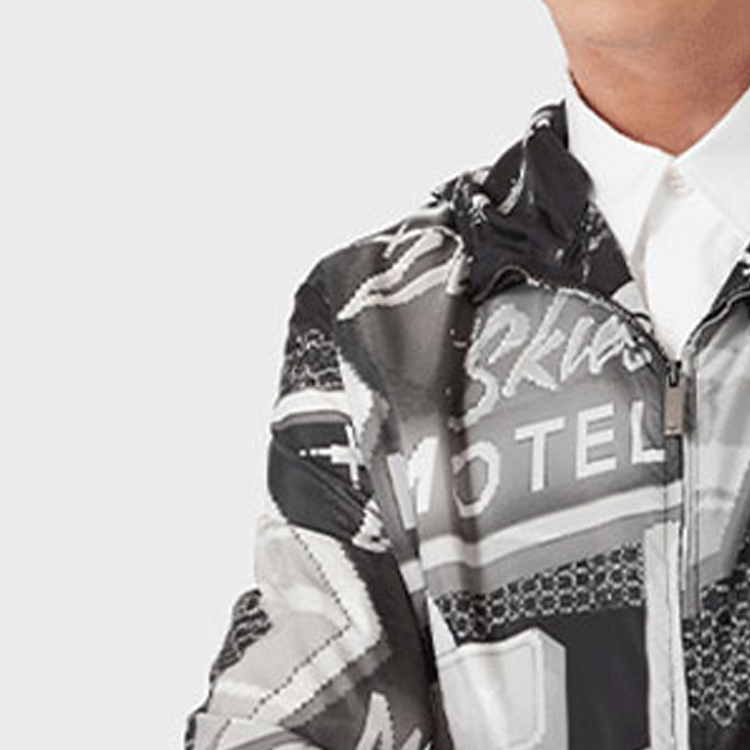 Sizing Emporio Armani SS22 Racer Capsule Jaket Bertudung Cetak Hitam Lelaki I1R410-I1018-991