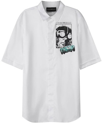 Emporio Armani SS22 Racing Capsule Logo Print Loose White Short Sleeve Shirt Men I1CC3I-I128C-103 Buy Emporio Armani SS22 Racing Capsule Logo Print Loose White Short Sleeve Shirt Men I1CC3I-I128C-103