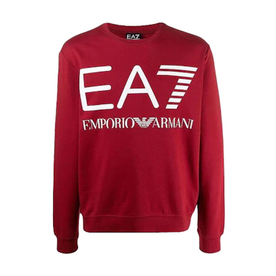 Emporio Armani SS22 Red Classic Logo Crewneck Cotton Sweatshirt Long Sleeve 6KPM68-PJBWZ-1459