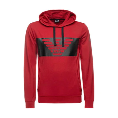 Emporio Armani SS22 Red Hoodie with Eagle Logo Print 6GPM56-PJ05Z-1473