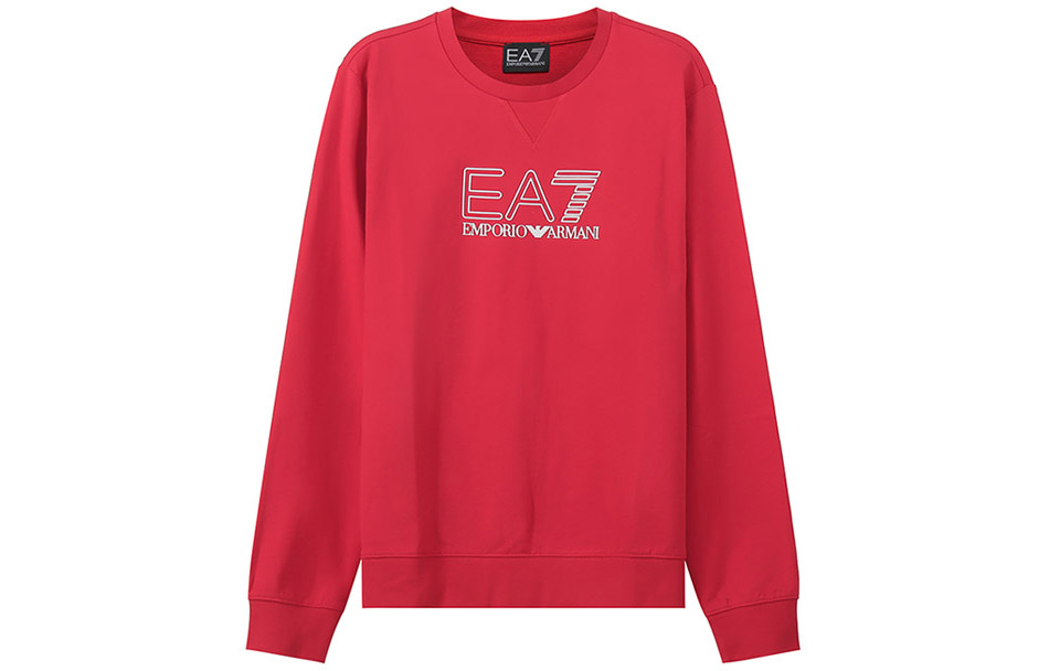 Emporio Armani SS22 Red Pullover Crewneck Sweatshirt with Print - 3LPM60-PJ05Z-1451