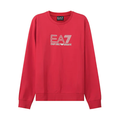 Emporio Armani SS22 Red Pullover Crewneck Sweatshirt with Print - 3LPM60-PJ05Z-1451
