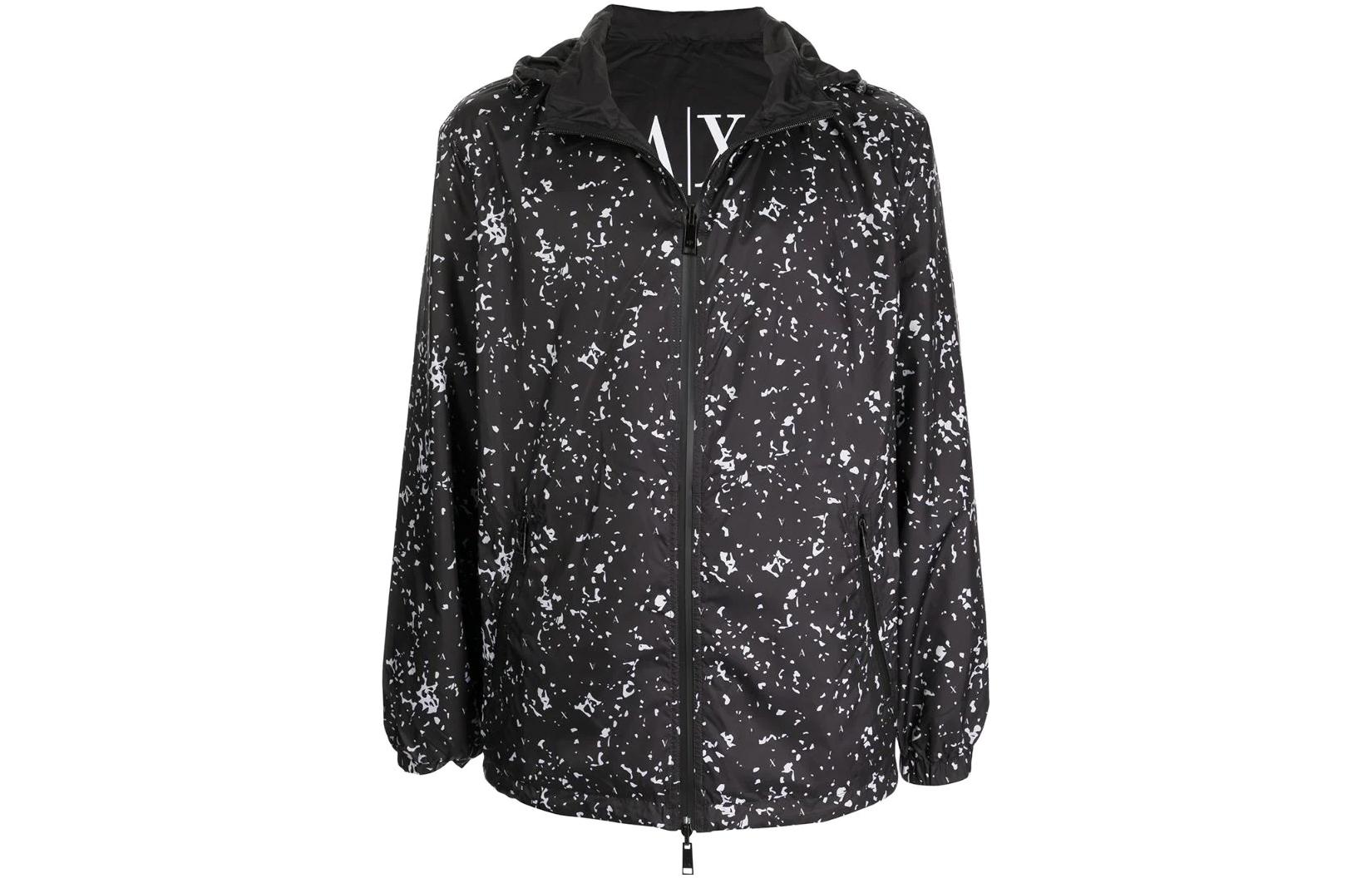 Emporio Armani SS22 Reversible Splatter Effect Zip Jacket - Black 6KZB02ZNKRZ8256