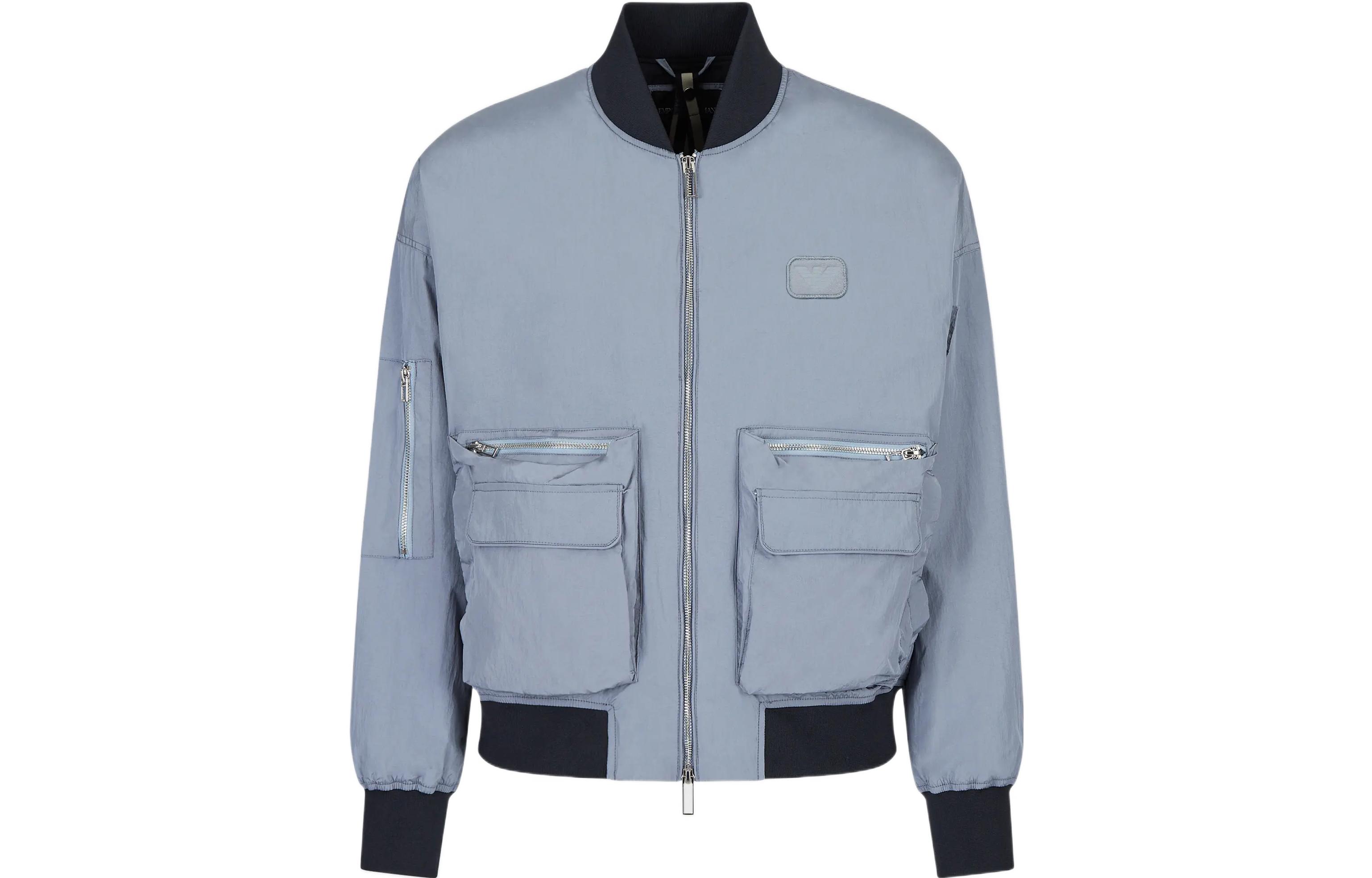 Emporio Armani SS22 Solid Color Pocket Zip Jacket - Blue 6L1BM4-1NKWZ-0739