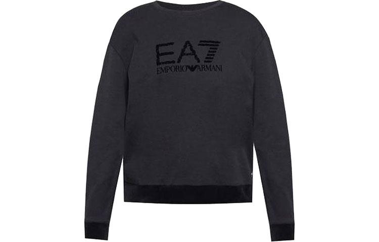 Emporio Armani SS22 Solid Letter Logo Black Cotton Long-Sleeve Sweatshirt 6ZTM03-TJN7Z-1200