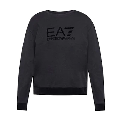 Emporio Armani SS22 Solid Letter Logo Black Cotton Long-Sleeve Sweatshirt 6ZTM03-TJN7Z-1200