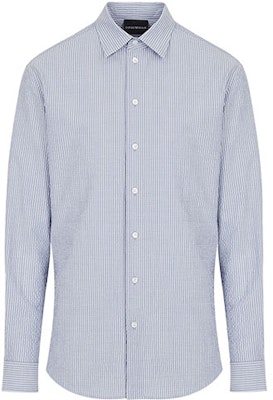 Emporio Armani SS22 Kemeja Garis Seersucker Lengan Panjang Biru I1SM0L-I11F6-021 Buy Emporio Armani SS22 Kemeja Garis Seersucker Lengan Panjang Biru I1SM0L-I11F6-021