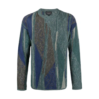 EMPORIO ARMANI SS22 Textured Crewneck Pullover Sweater Men’s Multi-Color. 3L1MV6-1M06Z-F526