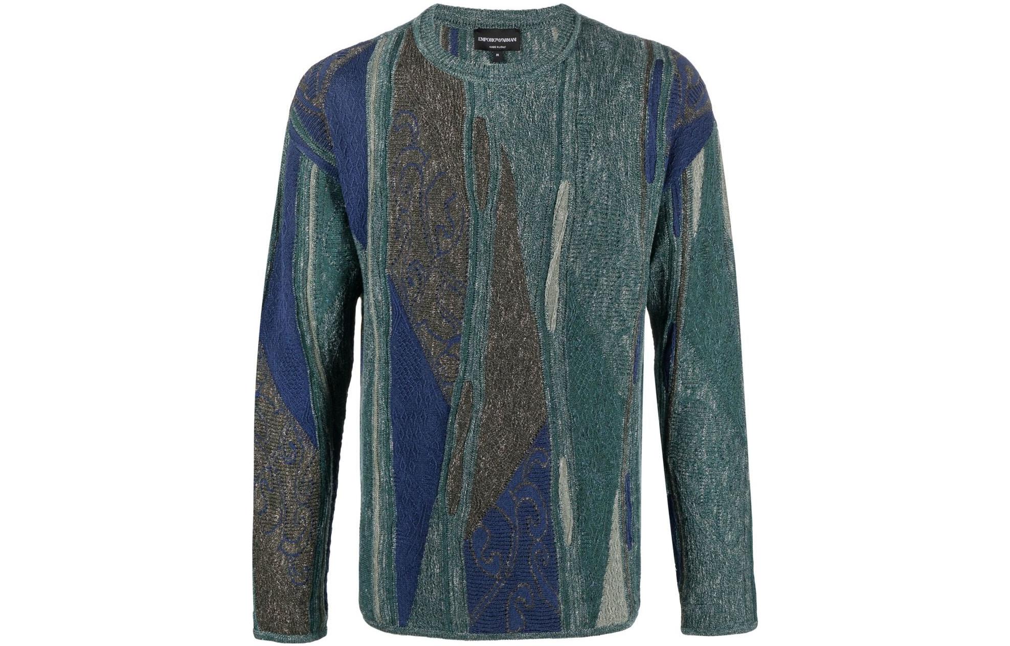 Order EMPORIO ARMANI SS22 Textured Crewneck Pullover Sweater Men’s Multi-Color. 3L1MV6-1M06Z-F526