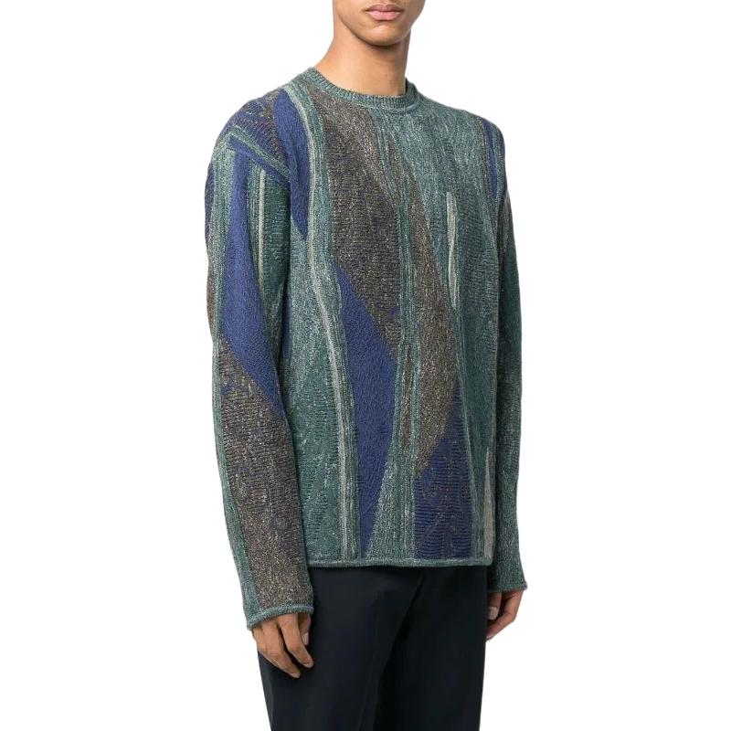 Shop EMPORIO ARMANI SS22 Textured Crewneck Pullover Sweater Men’s Multi-Color. 3L1MV6-1M06Z-F526