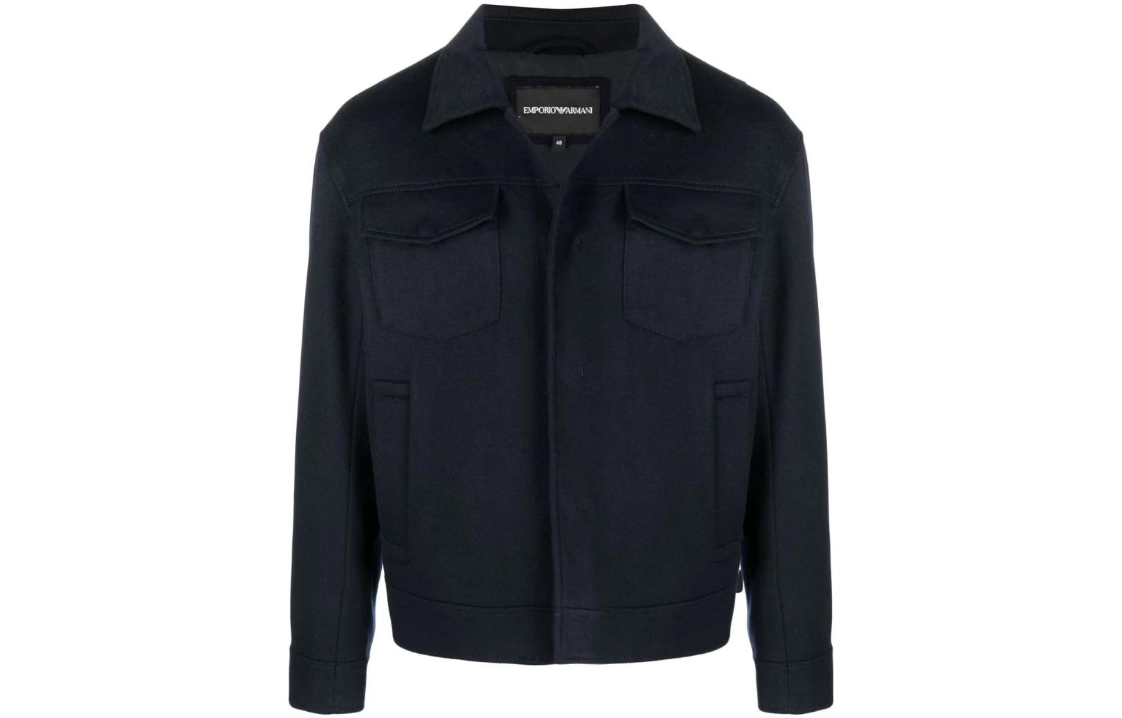 Emporio Armani SS22 Textured Single-Breasted Blazer Jacket Navy Blue Mens 3L1BG6-1NYBZ-0920