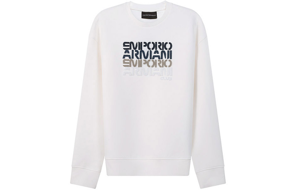Emporio Armani SS22 Vanilla White Cotton Logo Crewneck Sweatshirt 3L1MCB-1JHSZ-0128