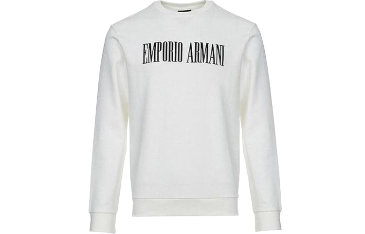 Emporio Armani SS22 White Cotton Logo Print Crewneck Sweatshirt 3G1M63-1J07Z-0129