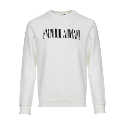 Emporio Armani SS22 White Cotton Logo Print Crewneck Sweatshirt 3G1M63-1J07Z-0129