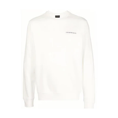 Emporio Armani SS22 White Crewneck Pullover Sweatshirt with Logo 3L1MFZ1JRIZ-0101