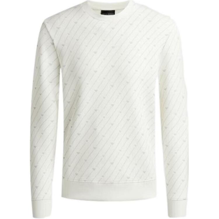 Emporio Armani SS22 White Logo Printed Crewneck Loose Fit Sweatshirt 6L1M78-1JHSZ-0172