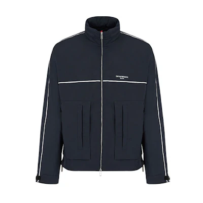 Emporio Armani SS22 Zip-Up Stand Collar Jacket Navy Blue 3L1BC1-1-NDBZ