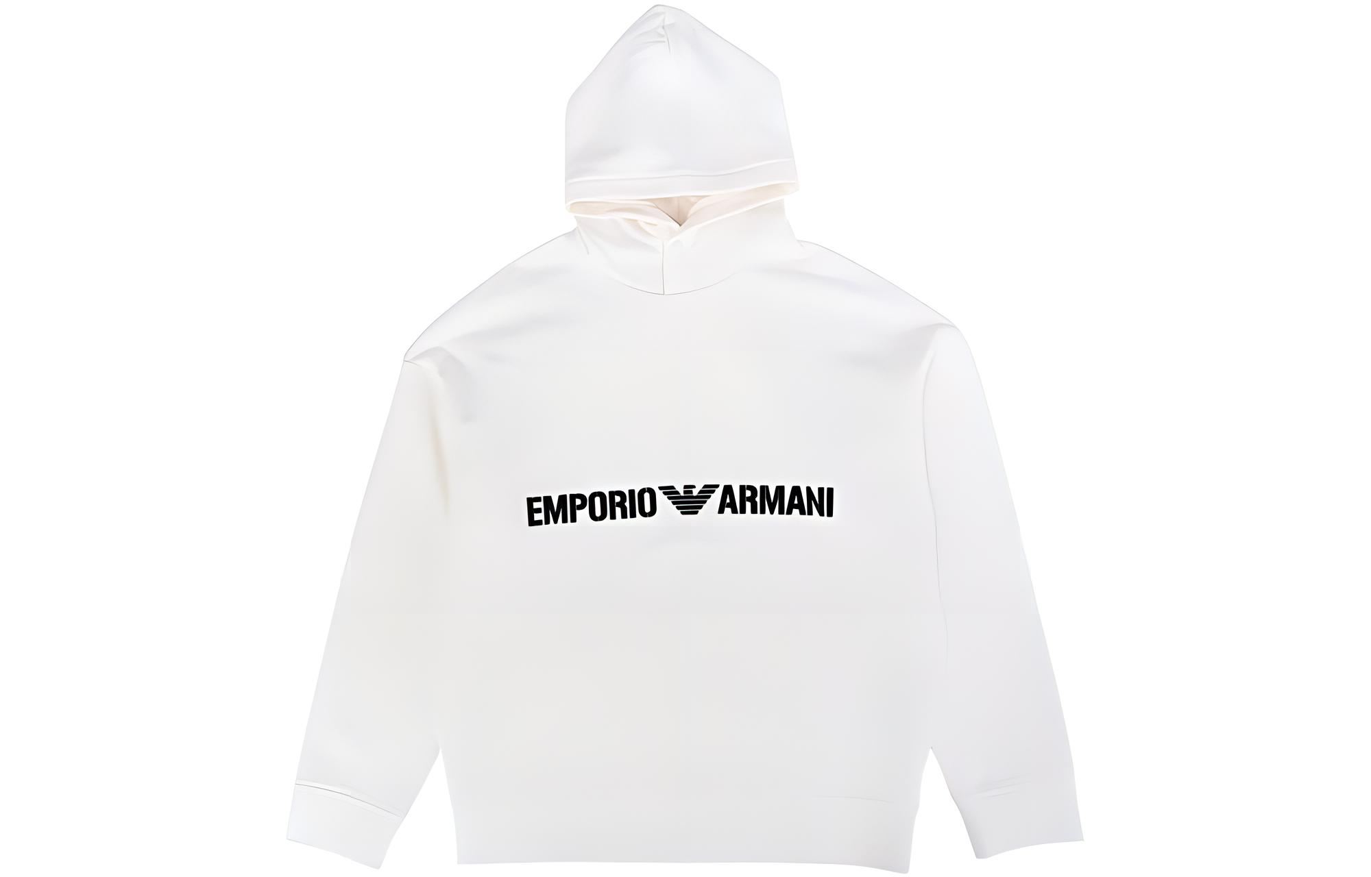 Emporio Armani SS23  Beige Logo Print Hoodie Long Sleeve. 6L1ML9-1JWPZ-01E1