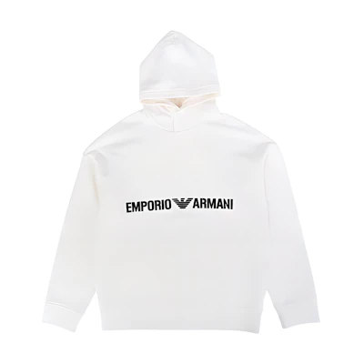 Emporio Armani SS23 Beige Logo Print Hoodie Long Sleeve. 6L1ML9-1JWPZ-01E1