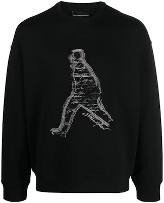 Emporio Armani SS23 Black Crewneck Sweatshirt with Embroidered Silhouette. 3R1MDQ-1JHSZ-0999 Buy Emporio Armani SS23 Black Crewneck Sweatshirt with Embroidered Silhouette. 3R1MDQ-1JHSZ-0999
