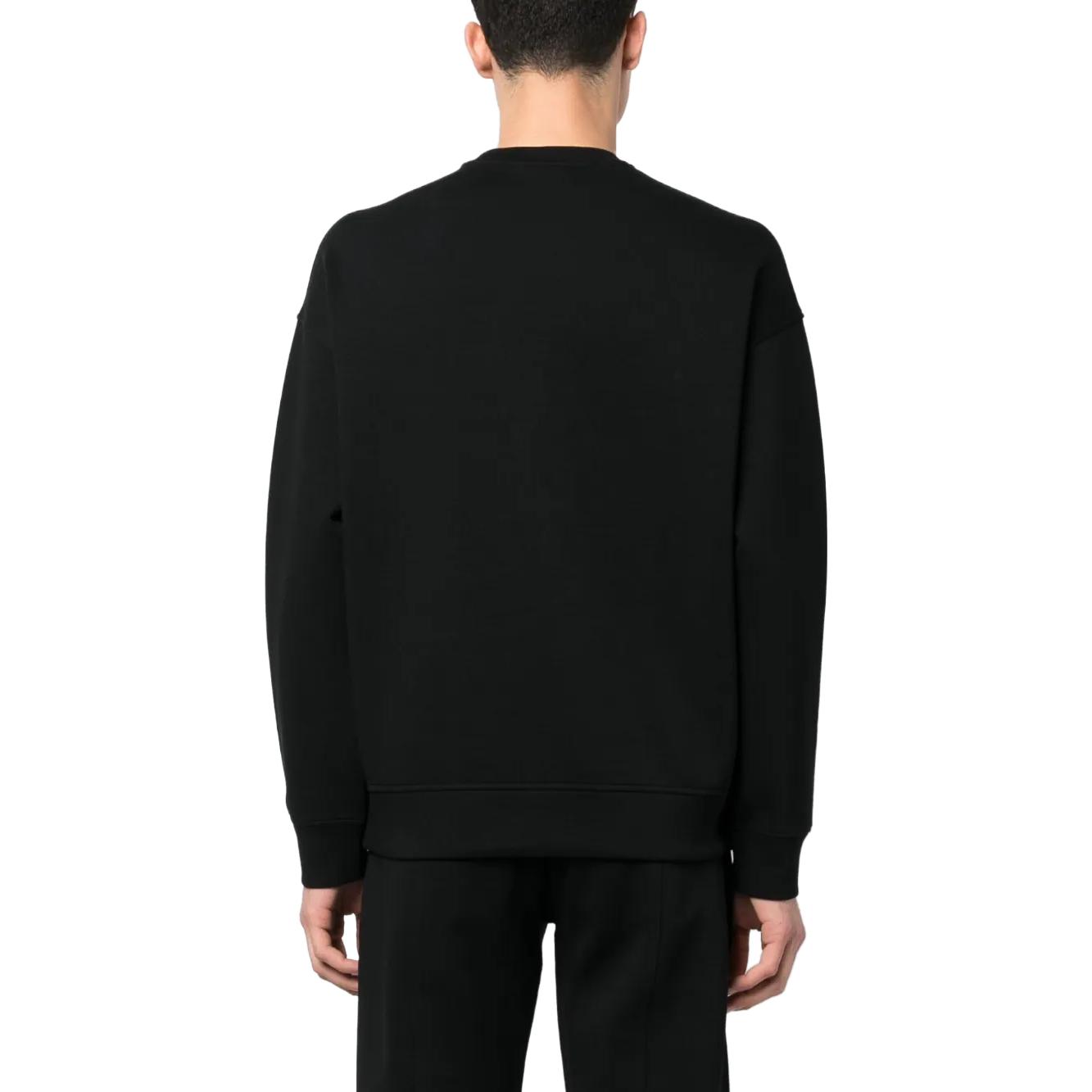 Shop Emporio Armani SS23  Black Crewneck Sweatshirt with Embroidered Silhouette. 3R1MDQ-1JHSZ-0999