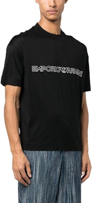 EMPORIO ARMANI SS23 Black Crewneck T-Shirt with Logo Print. 3R1TBD-1JUVZ-0999 Sizing EMPORIO ARMANI SS23 Black Crewneck T-Shirt with Logo Print. 3R1TBD-1JUVZ-0999