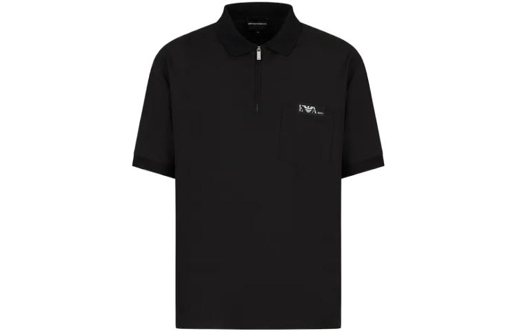 Emporio Armani SS23  Black Eagle Logo Half-Zip Polo Shirt. 3R1F6R-1J55Z-0999
