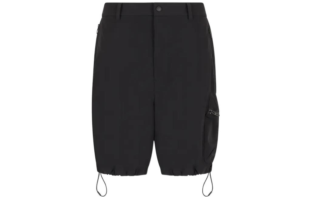 Order EMPORIO ARMANI SS23 黑色高腰纽扣直筒休闲短裤 3R1PG9-1NNIZ-0999