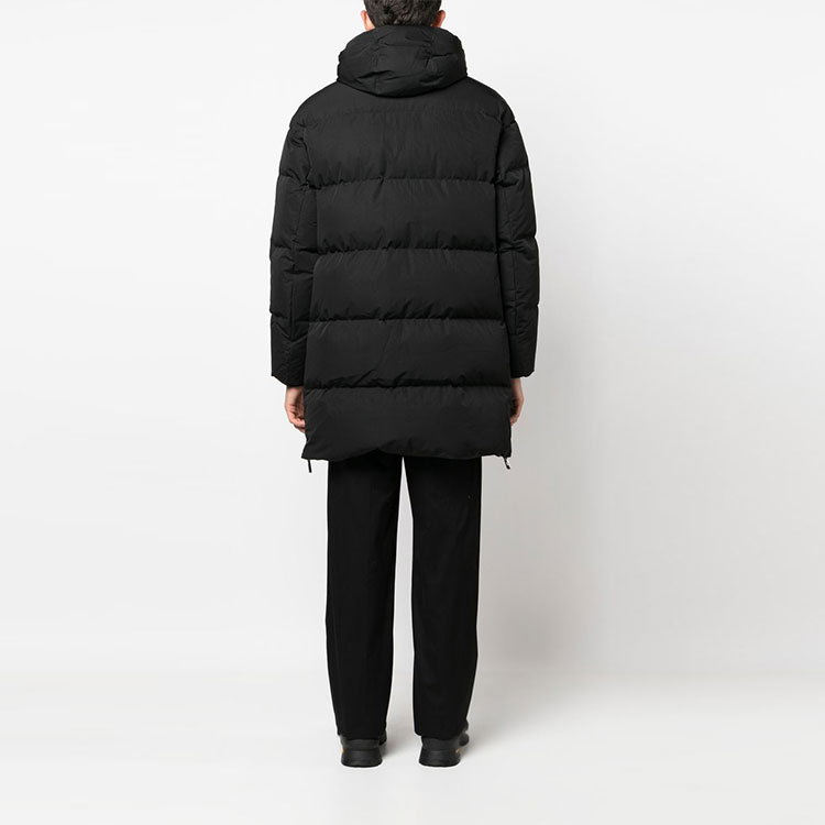 Shop Emporio Armani SS23 黑色連帽羽絨外套休閒大衣 6L1LA8-1NNFZ-0999