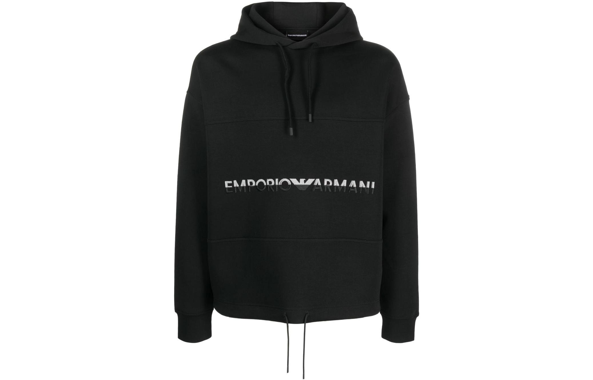 Order Emporio Armani SS23 黑色連帽上衣 刺繡字母Logo款式 6R1MCM-1JHSZ-0999
