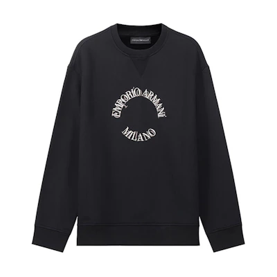 EMPORIO ARMANI SS23 Black Logo Embroidered Sweatshirt. 6L1MC3-1JQNZ-0031