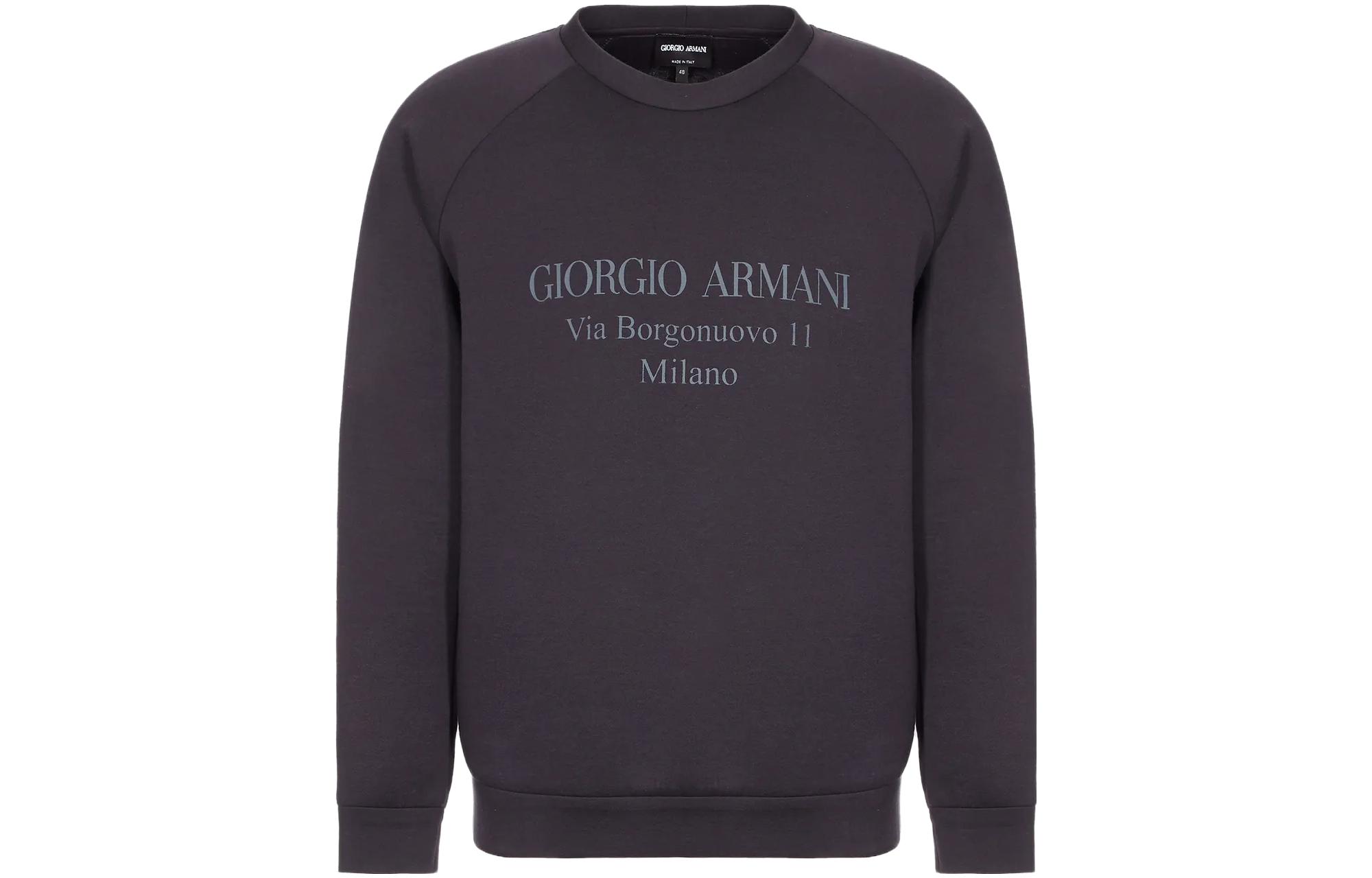 Emporio Armani SS23  Black Raglan Long Crewneck Sweatshirt. 3GSM81S-JSXZ1-UBVN