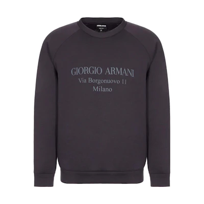Emporio Armani SS23 Black Raglan Long Crewneck Sweatshirt. 3GSM81S-JSXZ1-UBVN