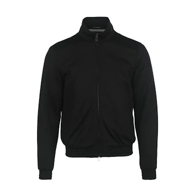 EMPORIO ARMANI SS23 Black Solid Color Cotton Jacket with Stand Collar. H31R29C1054999