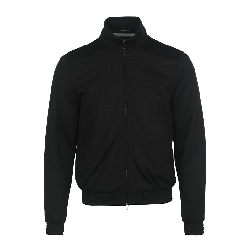 EMPORIO ARMANI SS23  Black Solid Color Cotton Jacket with Stand Collar. H31R29C1054999 圖 2