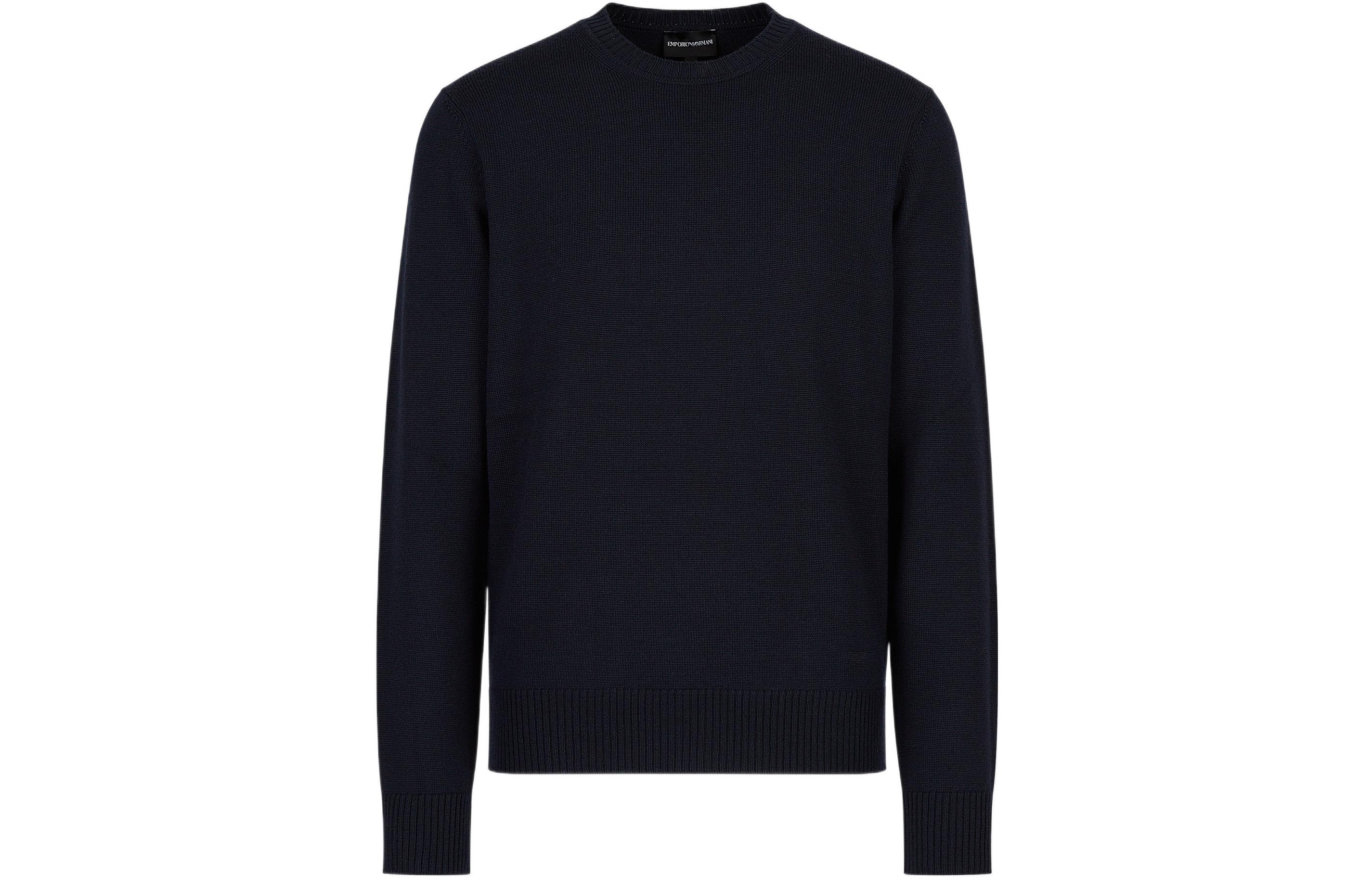 EMPORIO ARMANI SS23  Black Solid Color Crewneck Knit Sweater. 8N1MVA-1M67Z-0922