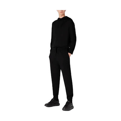 EMPORIO ARMANI SS23 Black Solid Hoodie Long Sleeve Tracksuit Set 6R1VXX-1MAYZ-0999