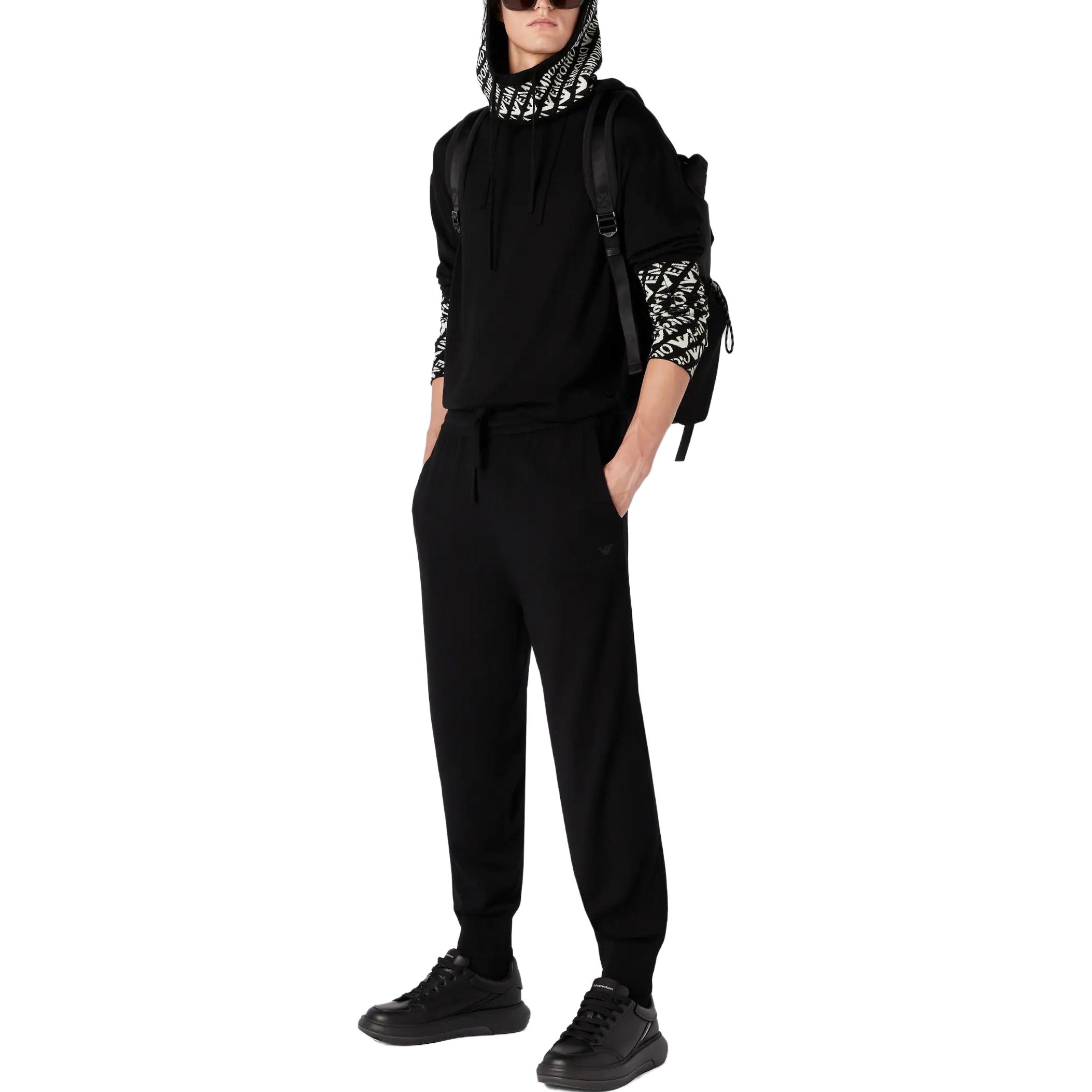 EMPORIO ARMANI SS23  Black Solid Hoodie Long Sleeve Tracksuit Set 6R1VXX-1MAYZ-0999 圖 4