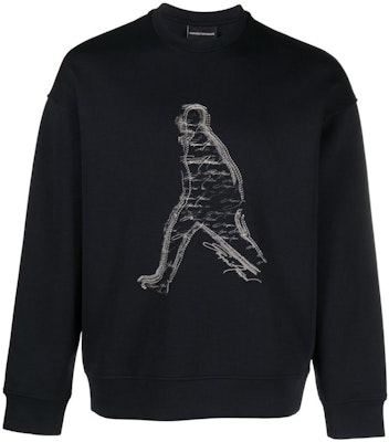 Emporio Armani SS23 Blue Crewneck Sweatshirt with Embroidered Silhouette. 3R1MDQ-1JHSZ-0920 Buy Emporio Armani SS23 Blue Crewneck Sweatshirt with Embroidered Silhouette. 3R1MDQ-1JHSZ-0920