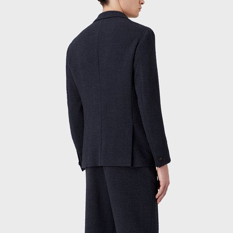 Shop 엠포리오 아르마니 SS23 블루 싱글브레스트 멀티포켓 블레이저 재킷 D41G43-D1002-1921