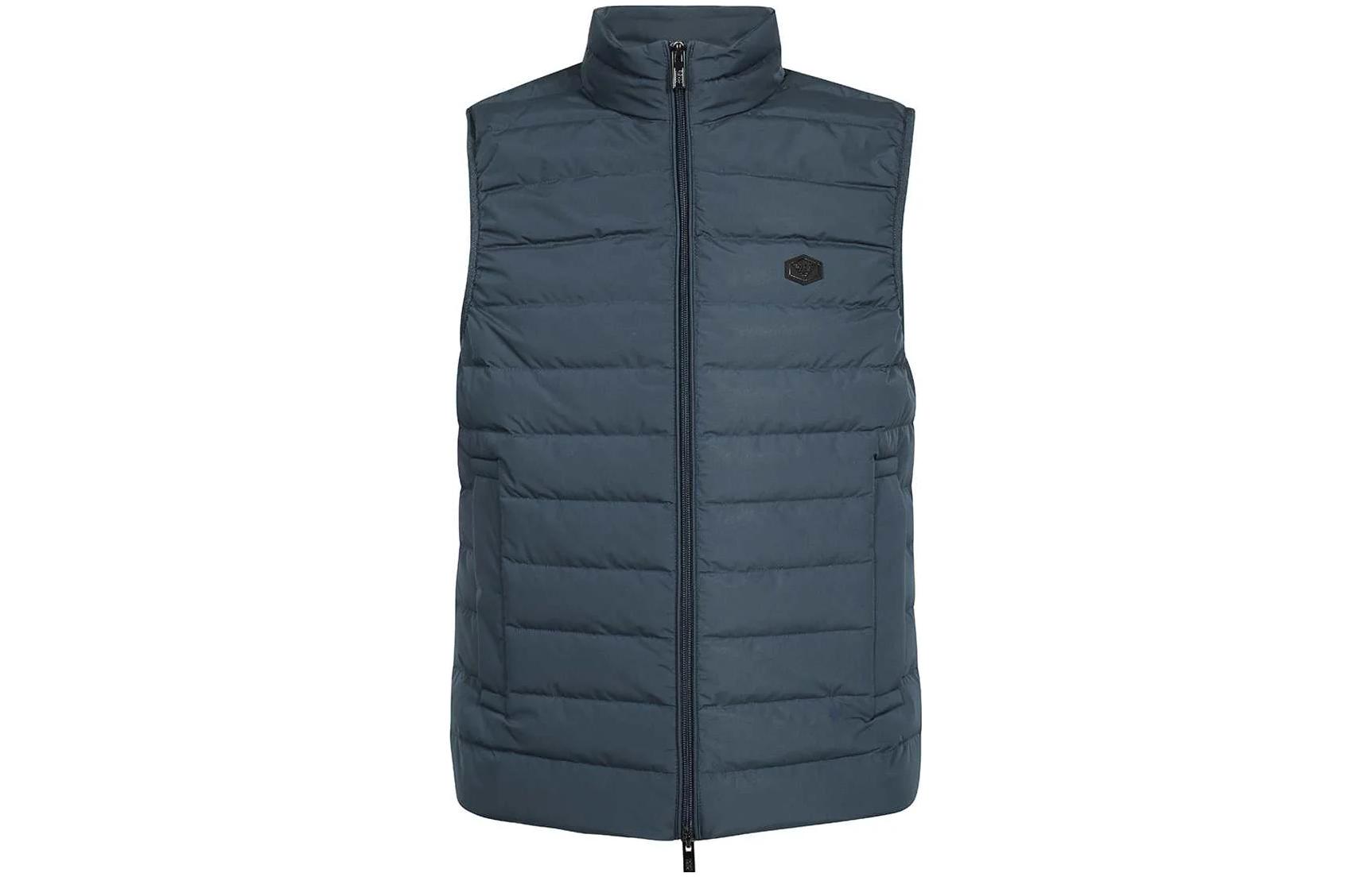 EMPORIO ARMANI SS23  Blue Zip-Up Vest with Logo. 8N1BQ1-1NLRZ-0948