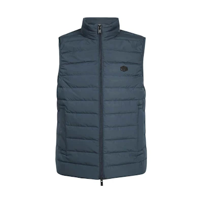 EMPORIO ARMANI SS23 Blue Zip-Up Vest with Logo. 8N1BQ1-1NLRZ-0948