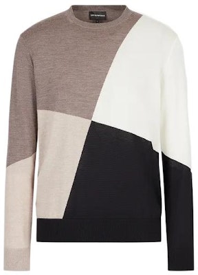 EMPORIO ARMANI SS23 Colorblock Crewneck Pullover Sweater Brown. 3R1MXE1-MEQZ1-F409 Buy EMPORIO ARMANI SS23 Colorblock Crewneck Pullover Sweater Brown. 3R1MXE1-MEQZ1-F409