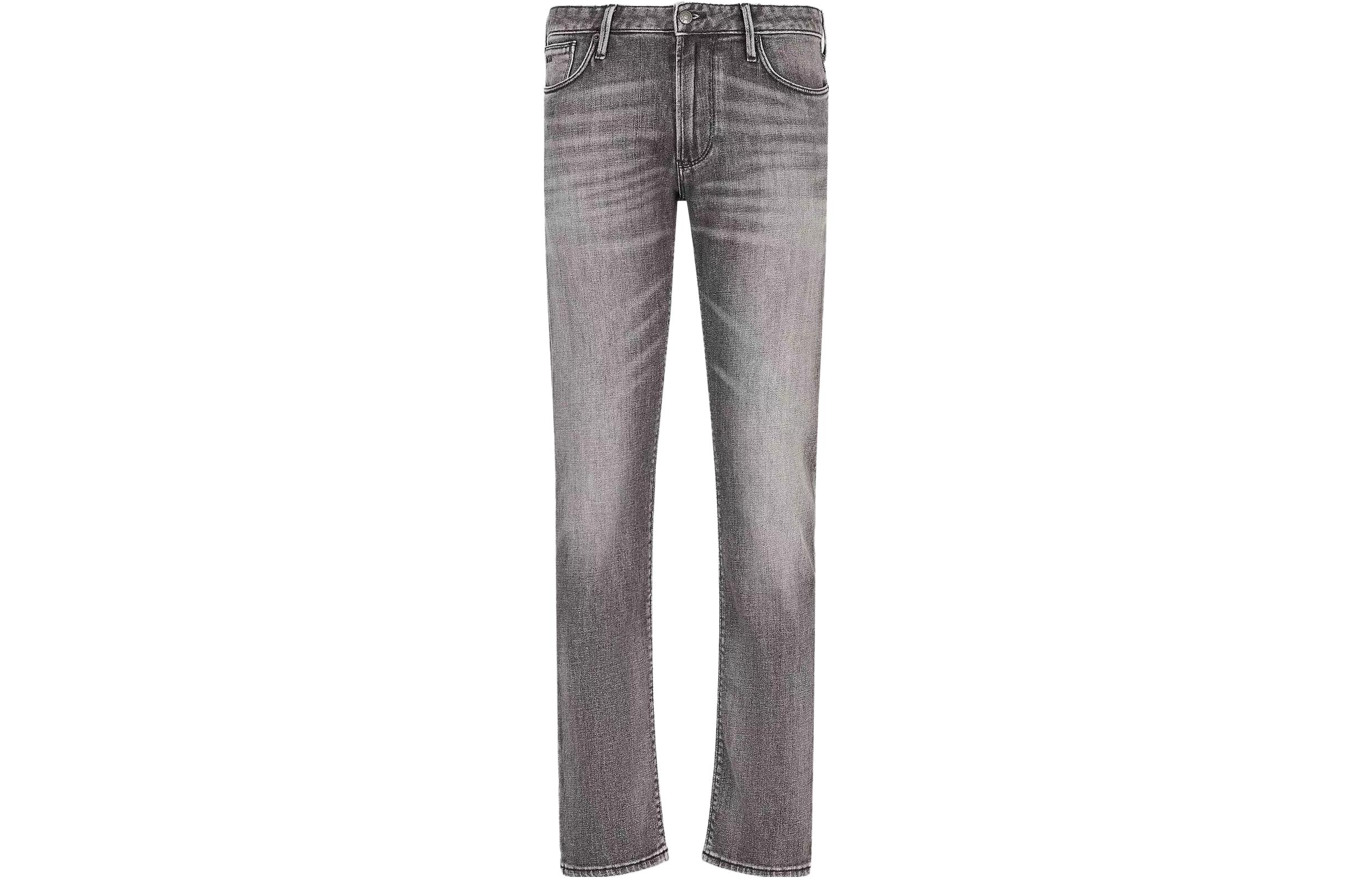 Emporio Armani SS23  Distressed Low-Waist Slim Fit Washed Jeans in Black. 3R1J06-1D0CZ-0006