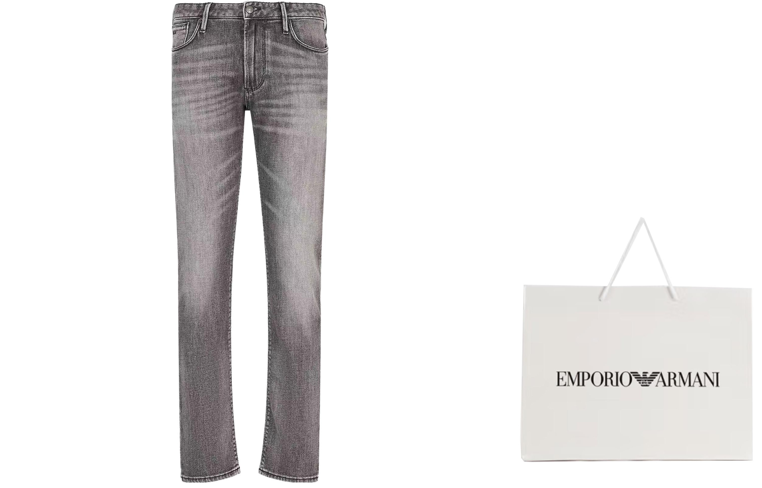 Lookbook Emporio Armani SS23 Jeans Hitam Low-Waist Slim Fit Distressed Washed. 3R1J06-1D0CZ-0006