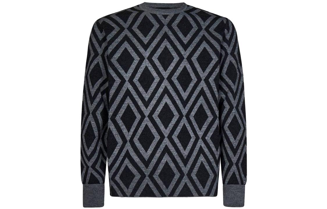 Emporio Armani SS23  Gray Checkered Crewneck Sweater Long Sleeve Casual Wear 6L1MW5-1M30Z-F641 圖 2
