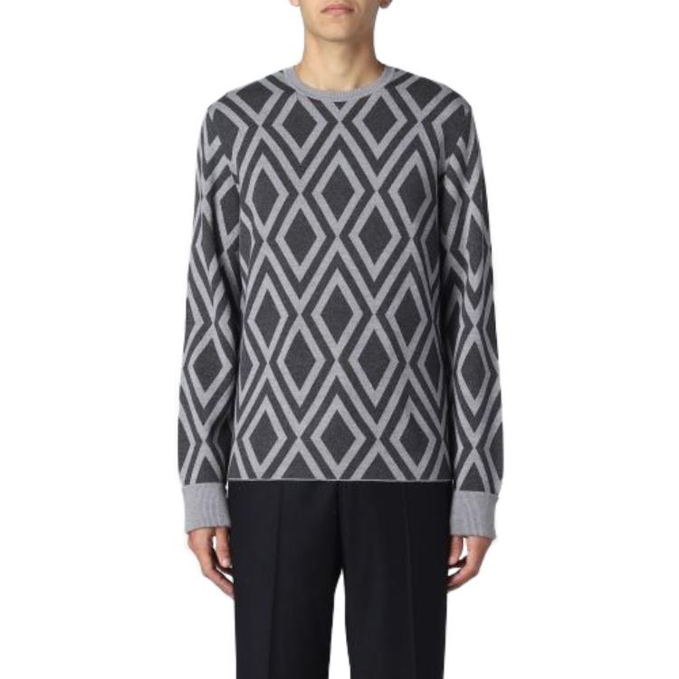 Emporio Armani SS23  Gray Checkered Crewneck Sweater Long Sleeve Casual Wear 6L1MW5-1M30Z-F641 圖 4