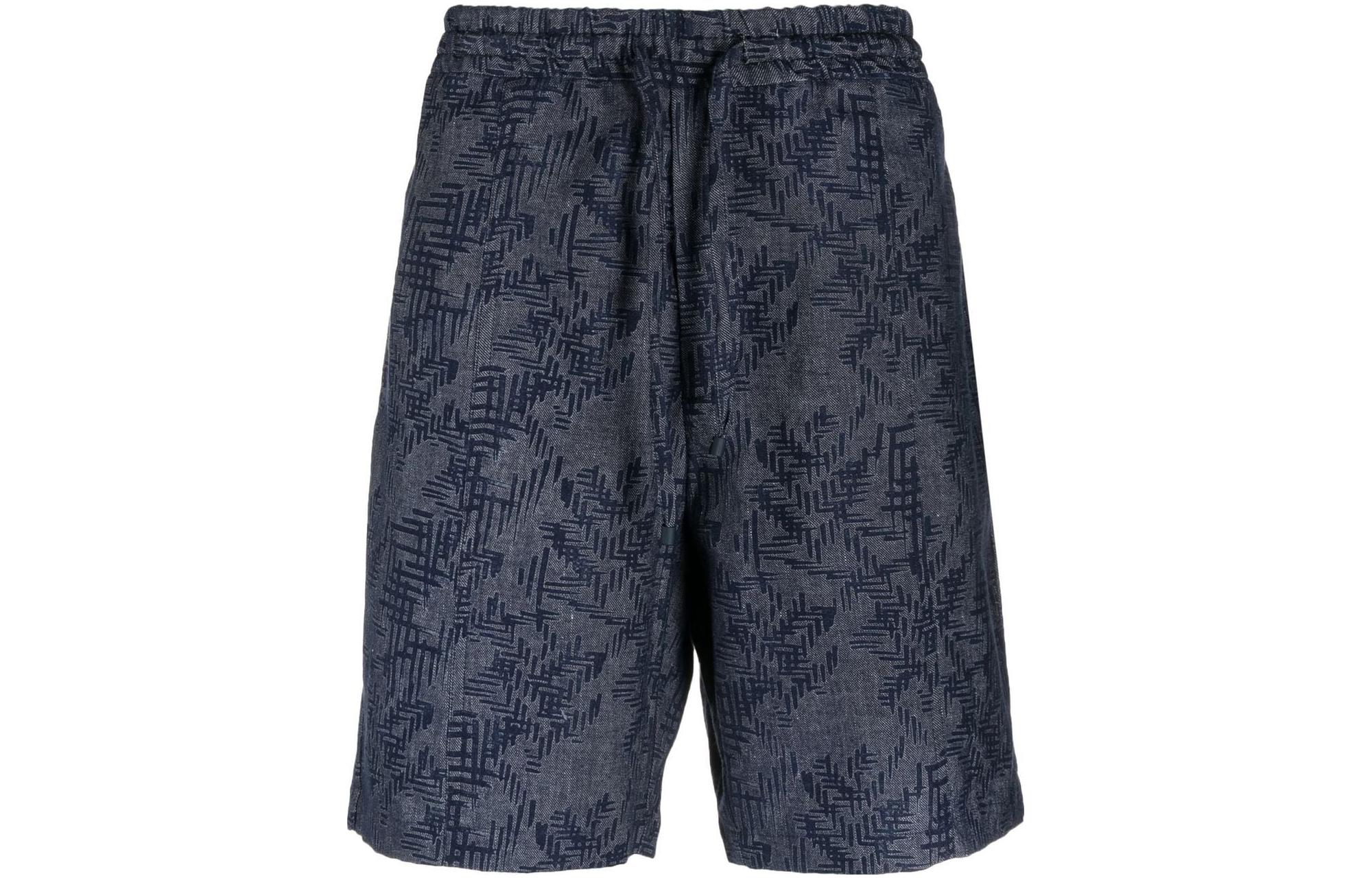 Order EMPORIO ARMANI SS23 Celana Pendek Abu Pola Geometris Kasual. 3R1P6W-1NV4Z-0920