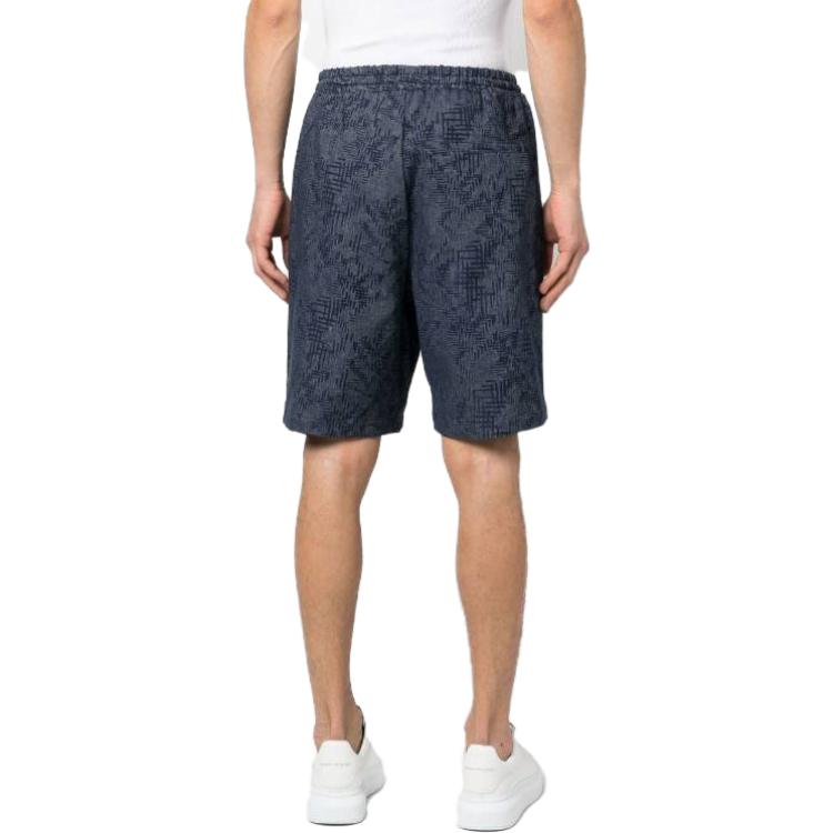 Shop EMPORIO ARMANI SS23 Celana Pendek Abu Pola Geometris Kasual. 3R1P6W-1NV4Z-0920