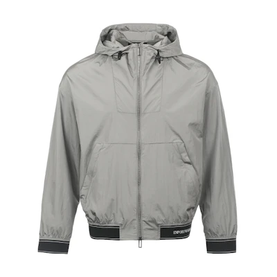 EMPORIO ARMANI SS23 Grey Letter Print Zip Hoodie Jacket 3R1BR8-1NKWZ-0634